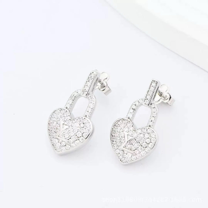 Heart on Lock Earrings and Bracelet