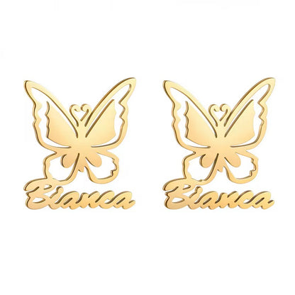 Custom Name Butterfly Stud Earrings