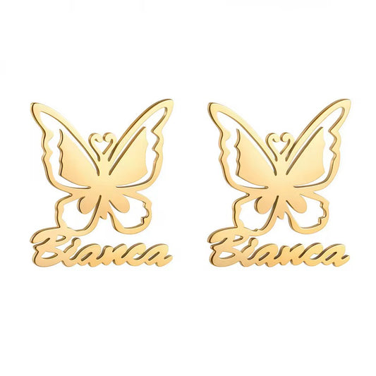 Custom Name Butterfly Stud Earrings